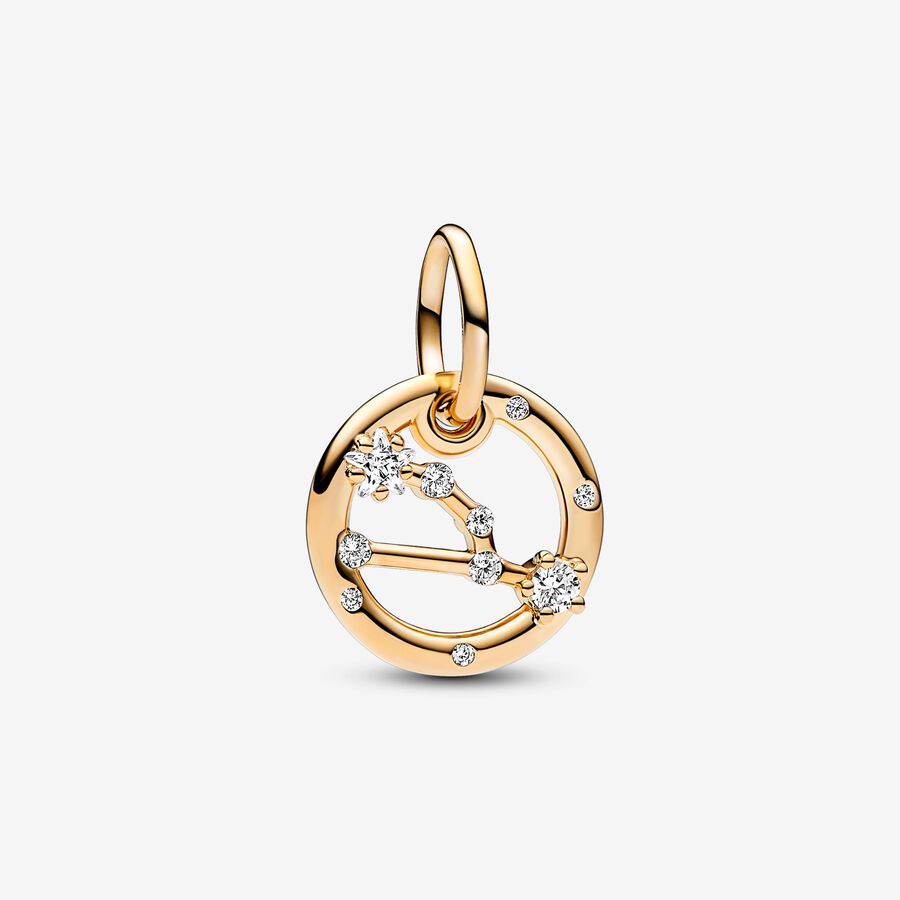 Taurus zodiac 14k gold-plated dangle with clear cubic zirconia image number 0