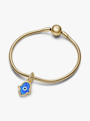 Charm Pendant Main de Fatma Bleue Opalescente