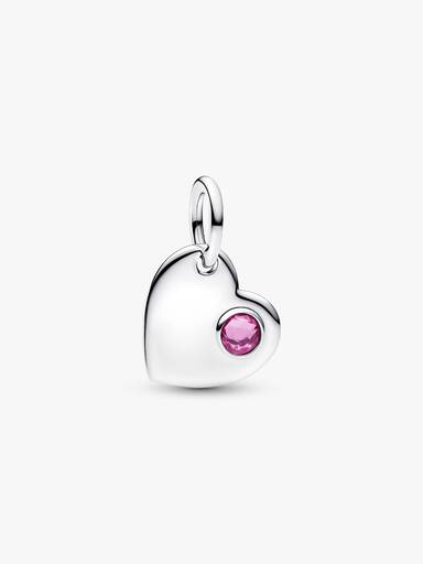 Graveerbare hart roze steen hangende bedel