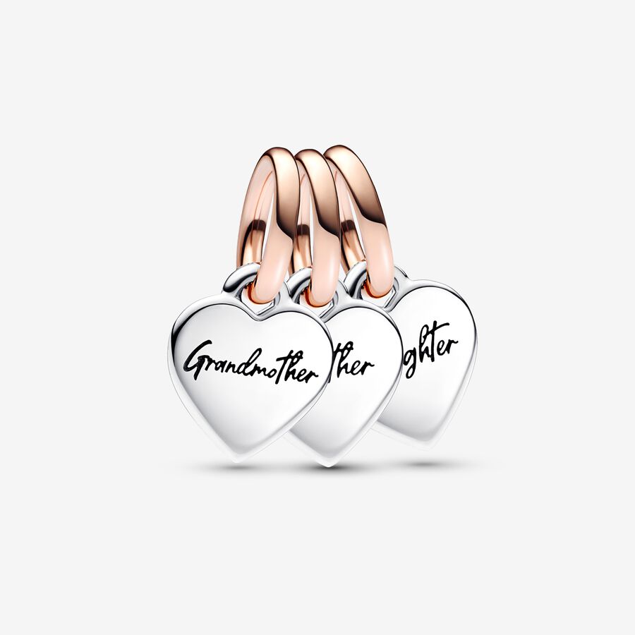 Triple hearts sterling silver and 14k rose gold-plated splitable dangle image number 0