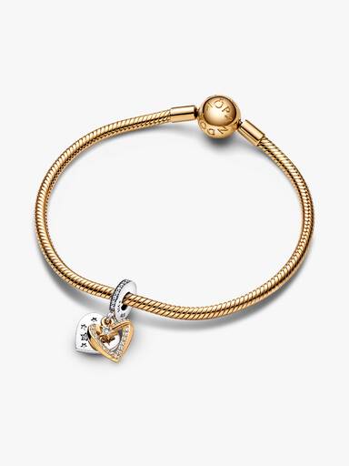 Charm Pendant Double Cœurs Étoile Filante