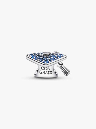 Charm Toque de Diplômée 2026 Bleu Scintillant