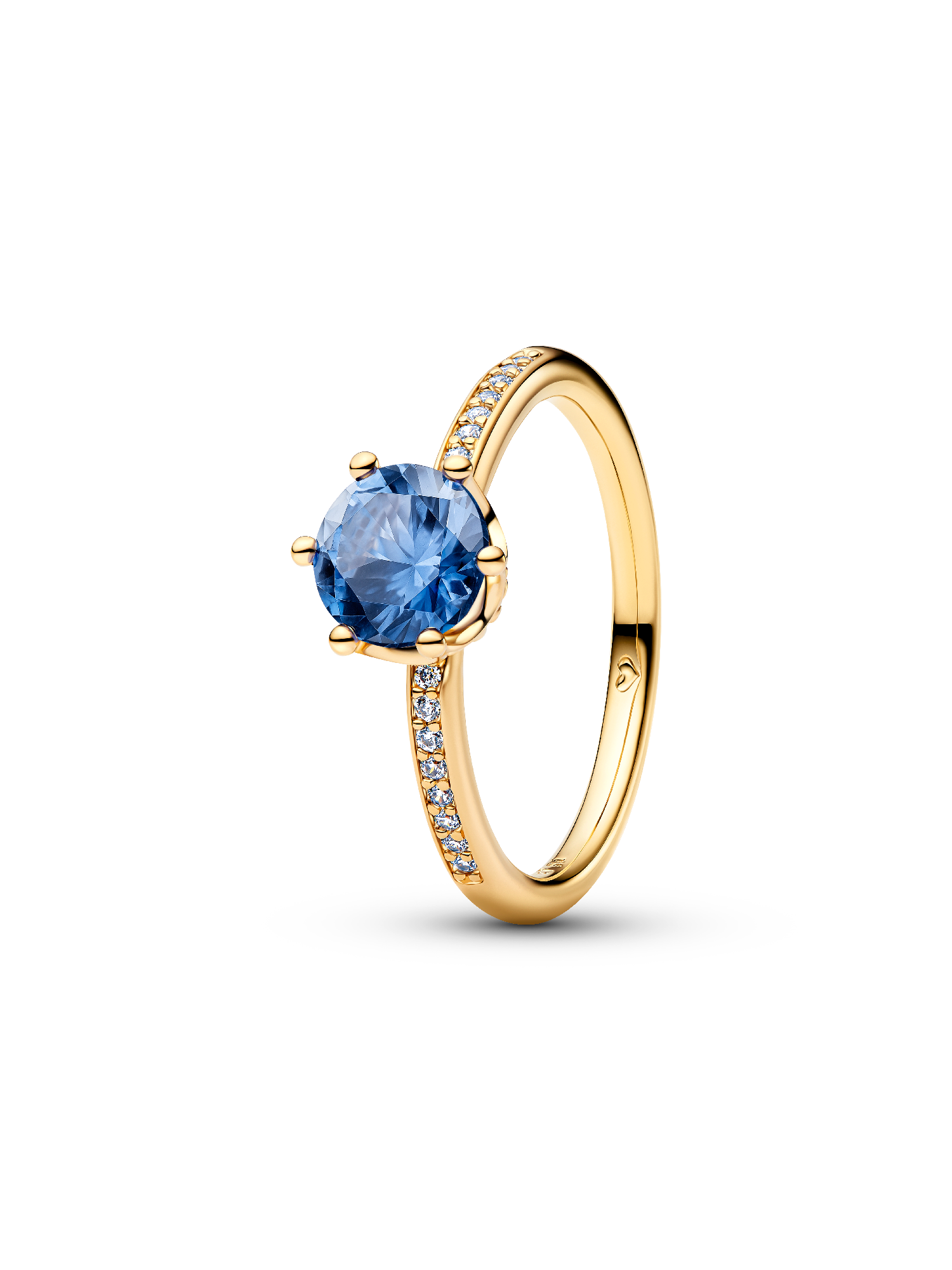 Blauwe Sprankelende Kroon Solitaire Ring