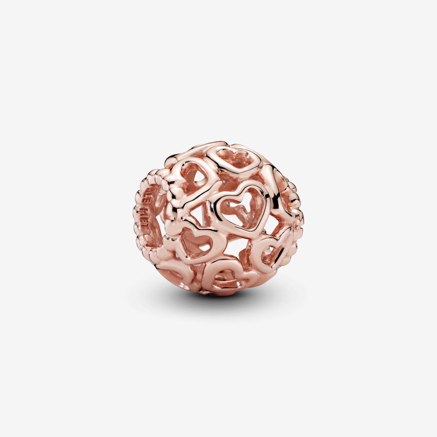 Openwork hearts 14k rose gold-plated charm image number 0