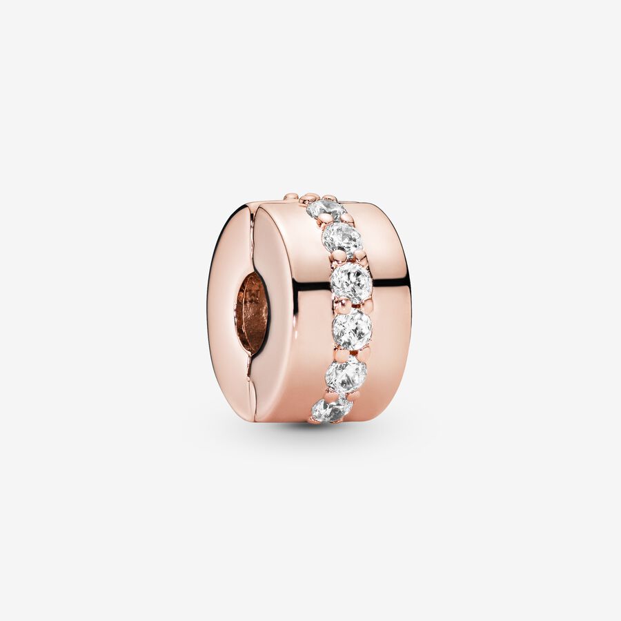 14k Rose gold-plated clip with clear cubic zirconia image number 0