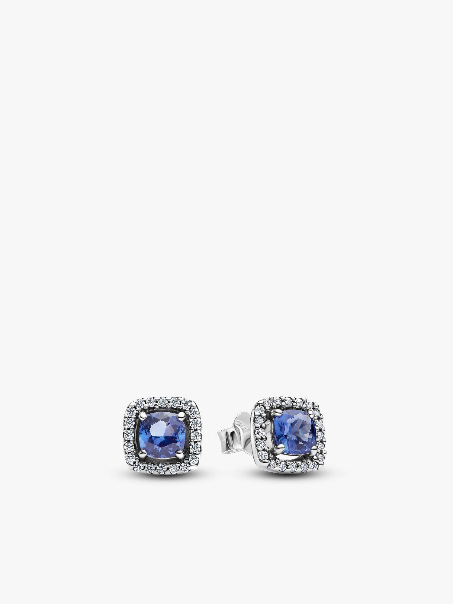 Clous d'Oreilles Halo Bleu Carré Scintillant