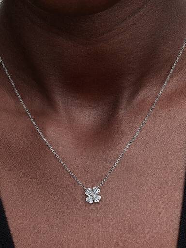 Collier à Pendentif Trèfle à Quatre Feuilles Scintillant