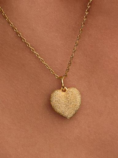 Charm Pendant Cœur Tridimensionnel Texturé