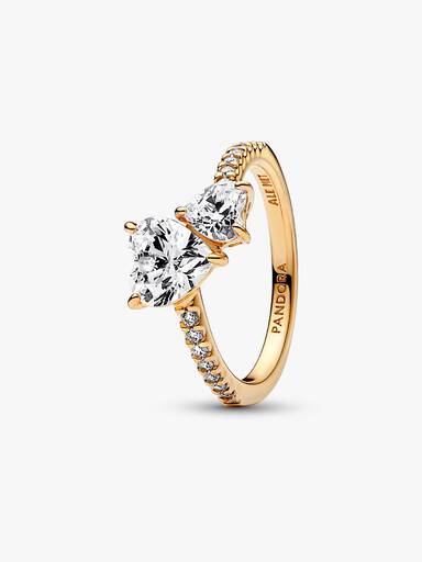 Dubbel hart sprankelende ring