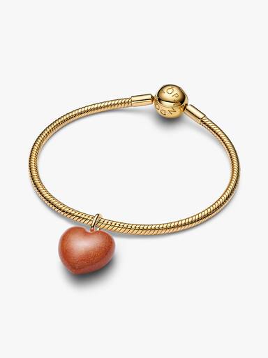 Charm Pendant Cœur Tridimensionnel Orange