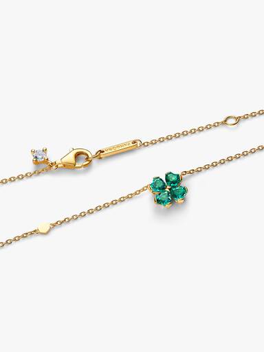 Collier à Pendentif Trèfle à Quatre Feuilles Vert