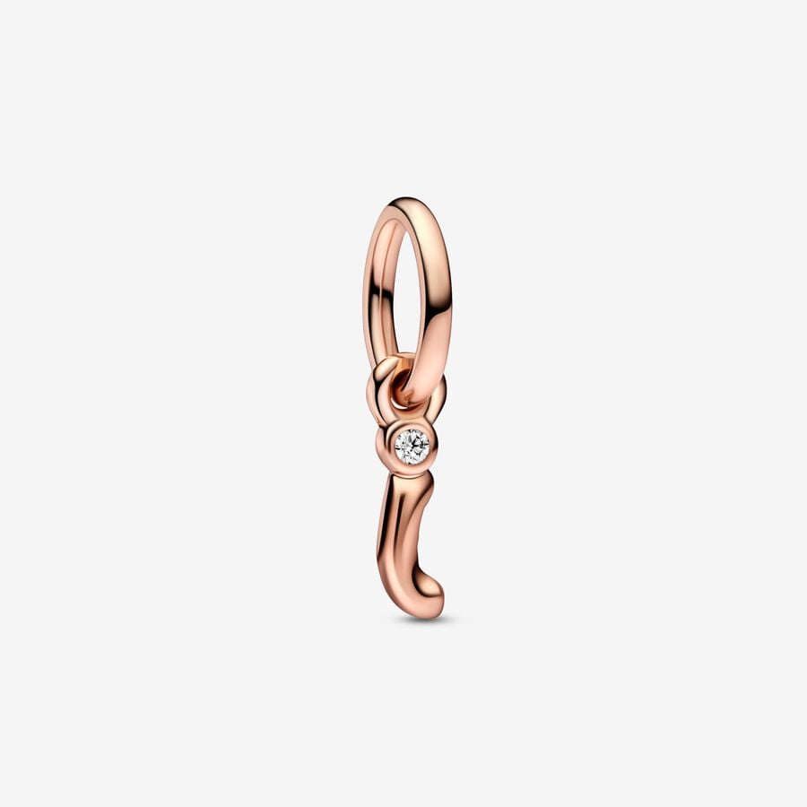 Letter i 14k rose gold-plated dangle with clear cubic zirconia image number 0