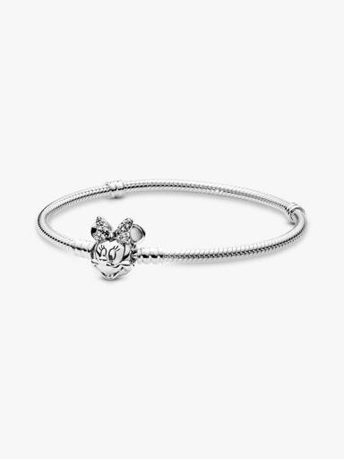 Disney Pandora Moments Pavé Minnie Mouse Snake Chain Cliparmband