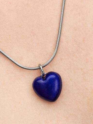 Charm Pendant Cœur Tridimensionnel Bleu