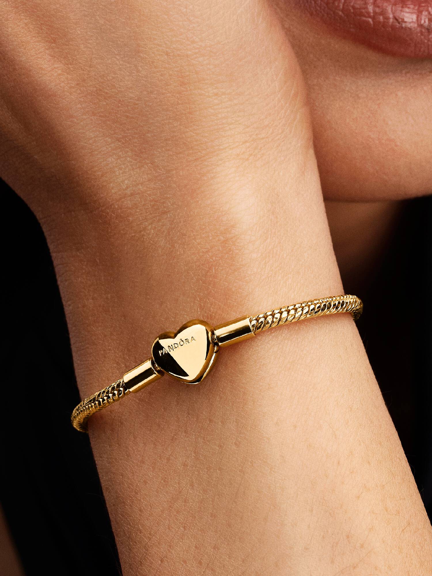 Bracelet Maille Serpent Facetté Fermoir Cœur