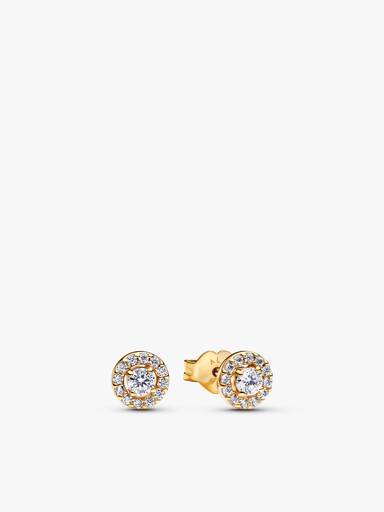 Ronde Pavé Halo Ketting & Oorbellen Set