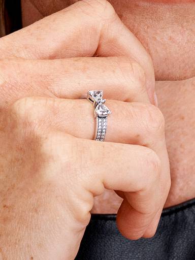 Bague Double Rang Nœud Scintillant