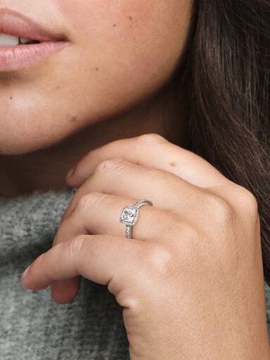 Bague Halo Scintillant Carré