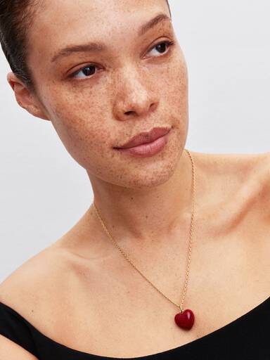 Charm Pendant Cœur Tridimensionnel Rouge