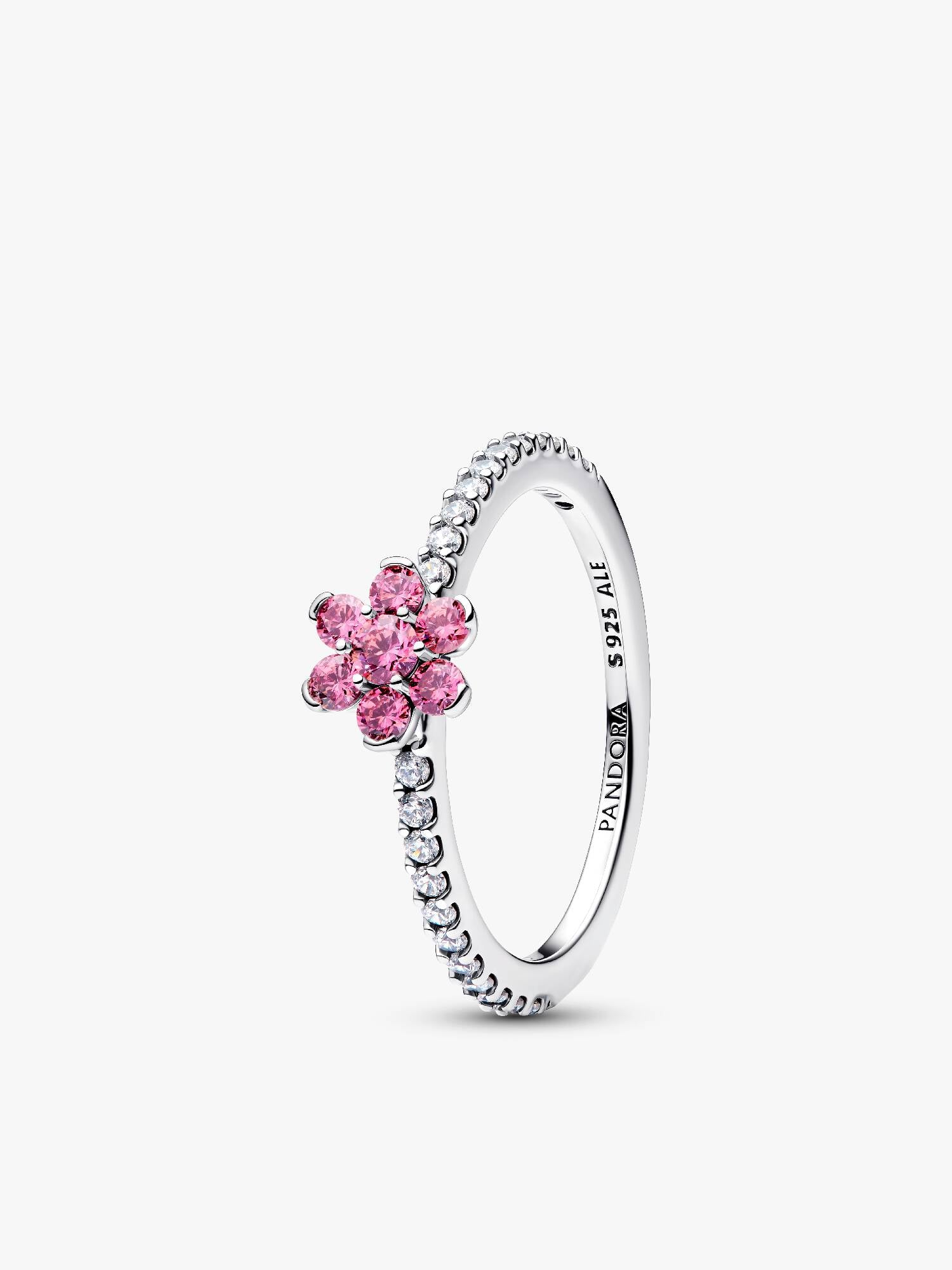 Bague Fleur Rose Scintillante