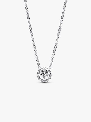 Collier Pendentif Halo Rond Scintillant