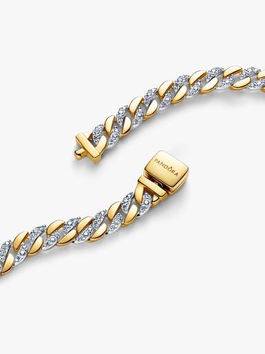 Bracelet Maille Cubaine Pavée Bicolore