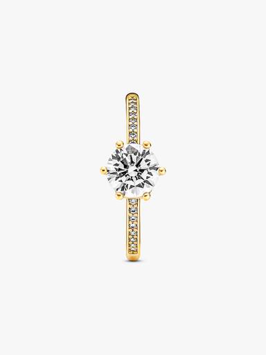 Transparante Sprankelende Kroon Solitaire Ring