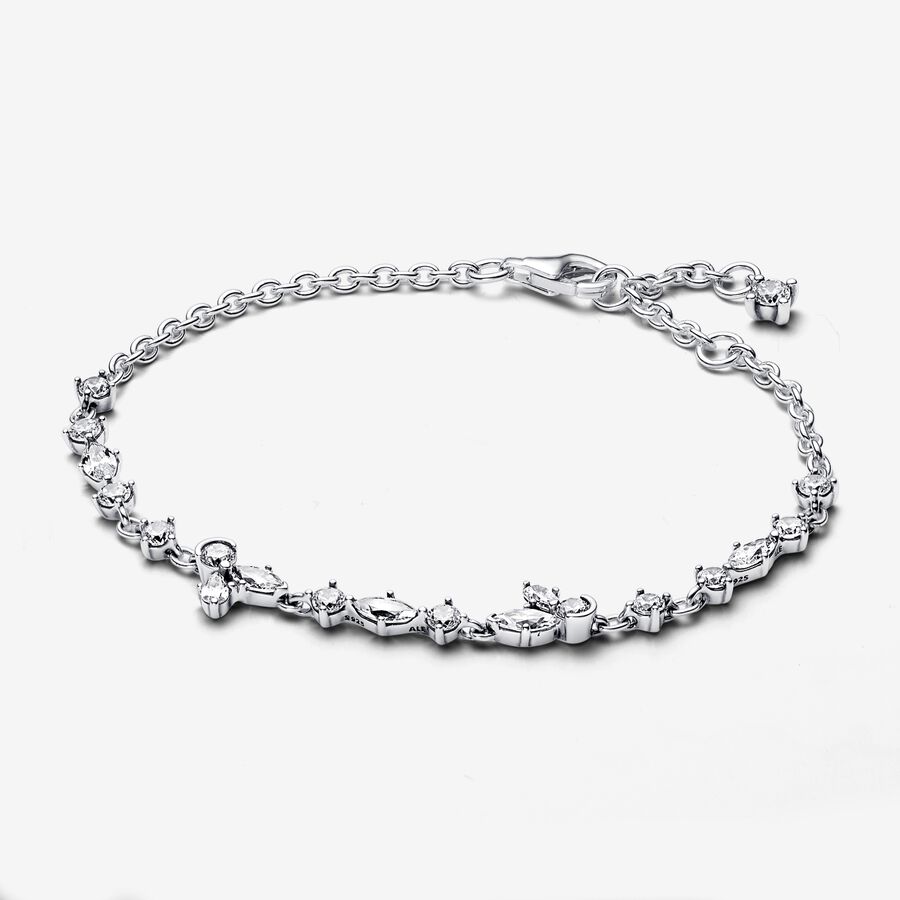 Herbarium cluster sterling silver bracelet with clear cubic zirconia image number 0
