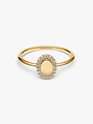 Graveerbare Ovale Halo Ring