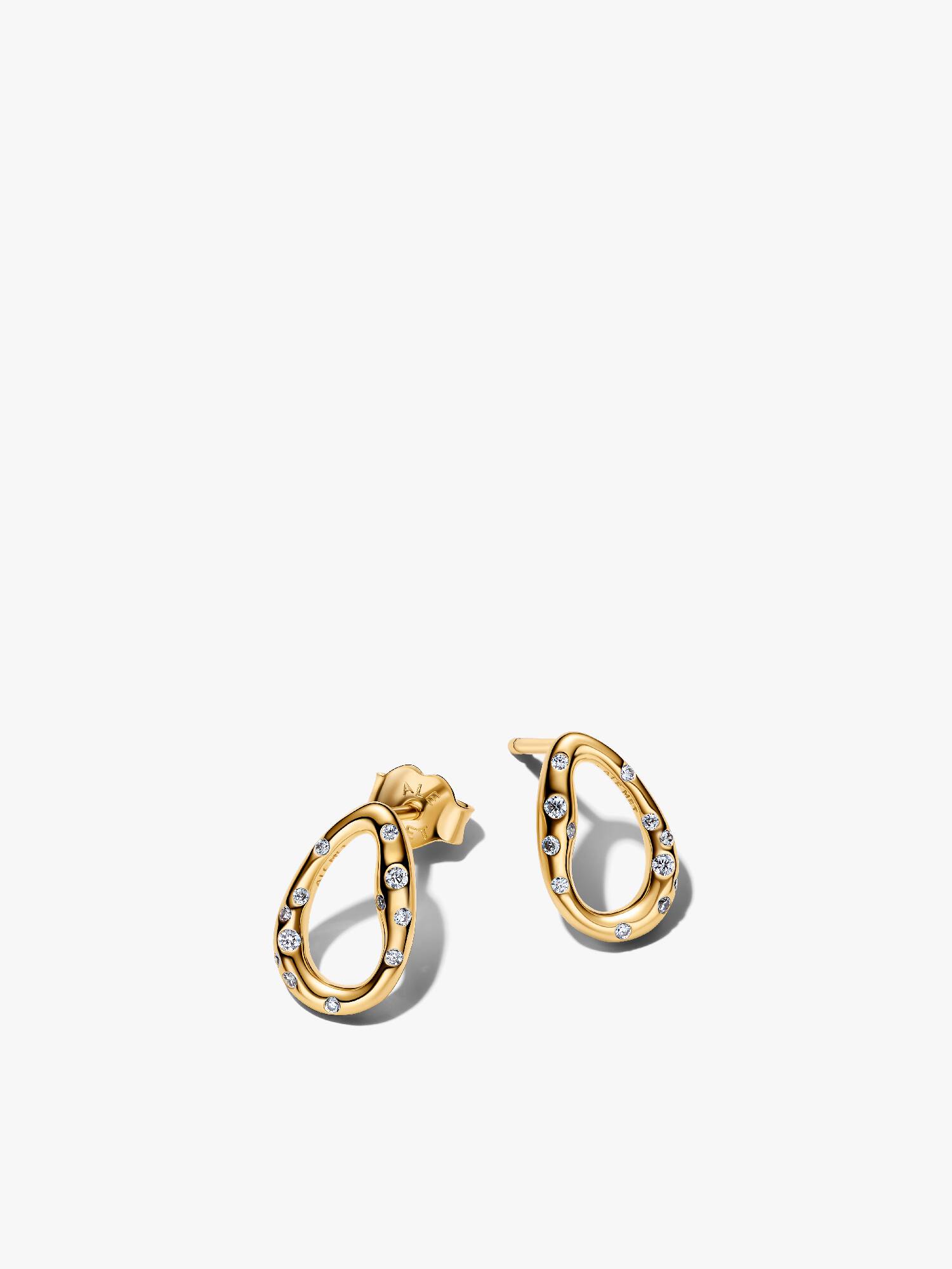 Clous d'Oreilles Ovales Sertis de Pierres de Forme Organique