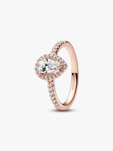 Bague Halo Poire Scintillante