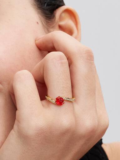 Ring Disney Belle en het Beest betoverde roos