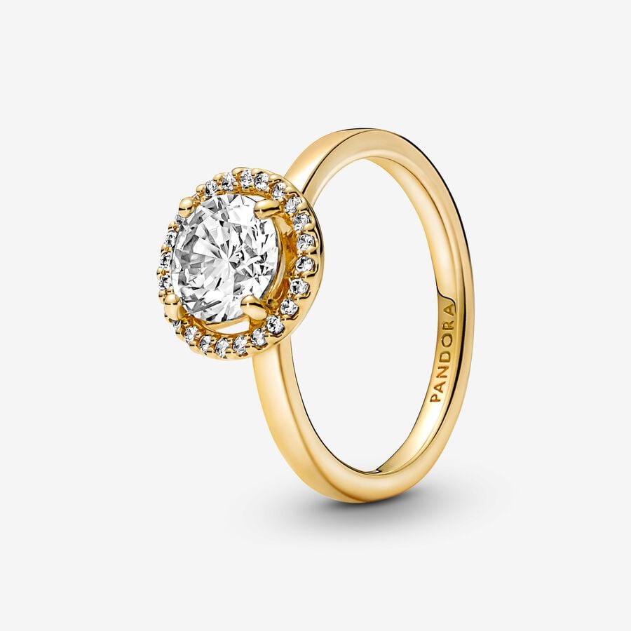 14k Gold-plated ring with clear cubic zirconia image number 0