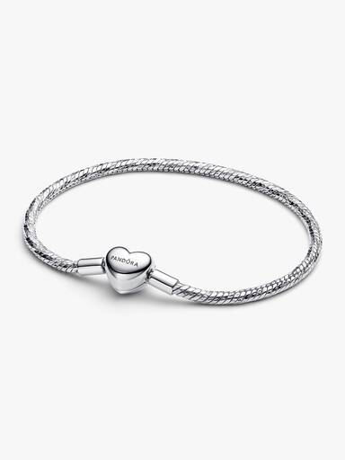 Snake-chain armband met facet geslepen schakels en hartsluiting