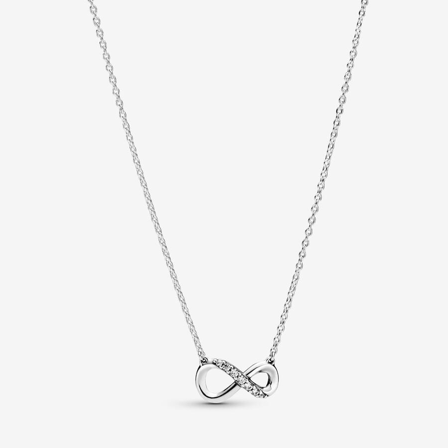 Infinity sterling silver collier with clear cubic zirconia image number 0