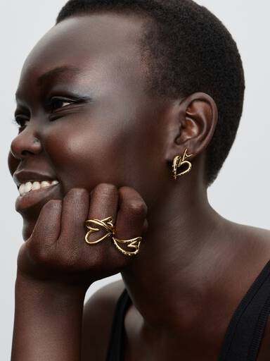 Bague Cœur Sertie de Pierres de Forme Organique