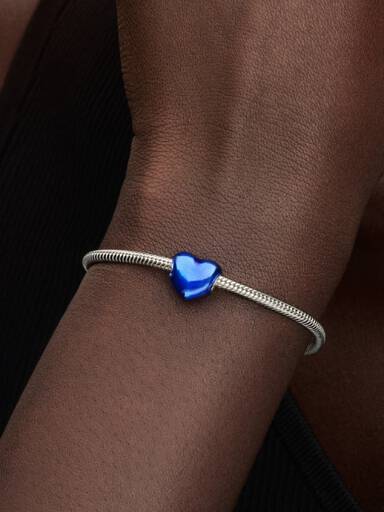 Charm Cœur Bleu Métallique