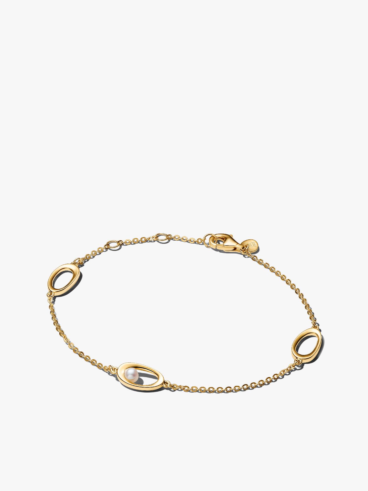 Organisch Gevormde Ovale en Behandelde Gecultiveerde Zoetwaterparel Armband