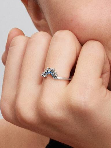 Bague Céleste Lune Scintillante Bleue