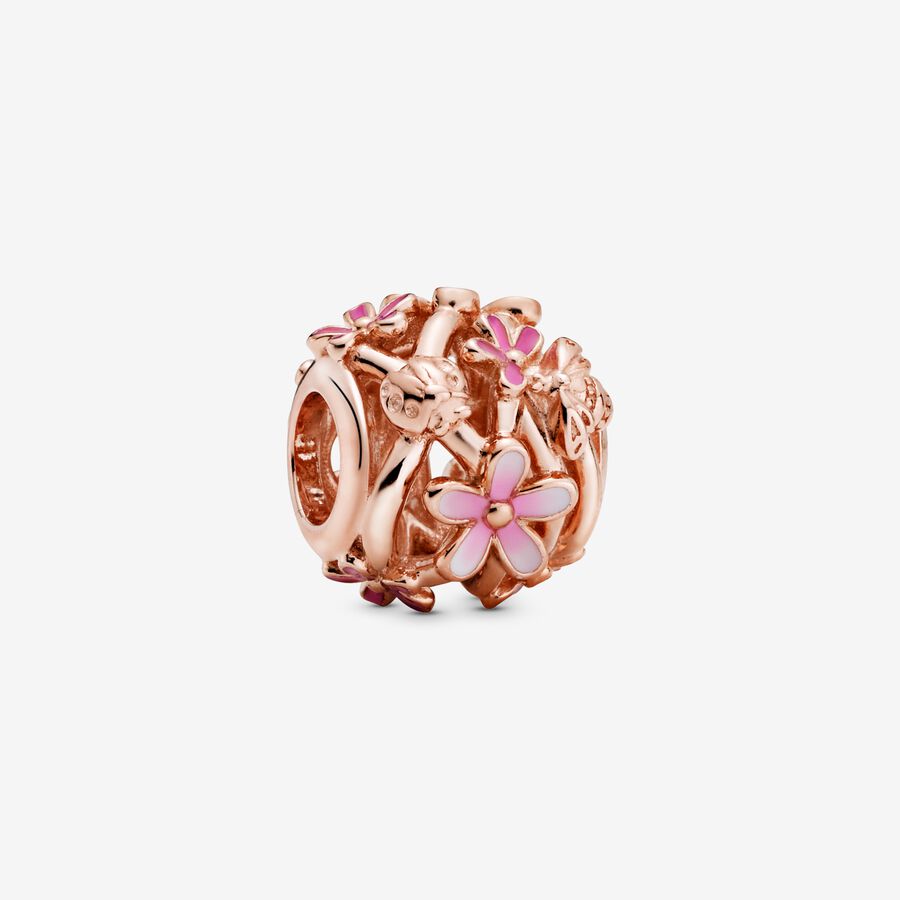 Daisy 14k rose gold-plated charm with shaded pink enamel image number 0