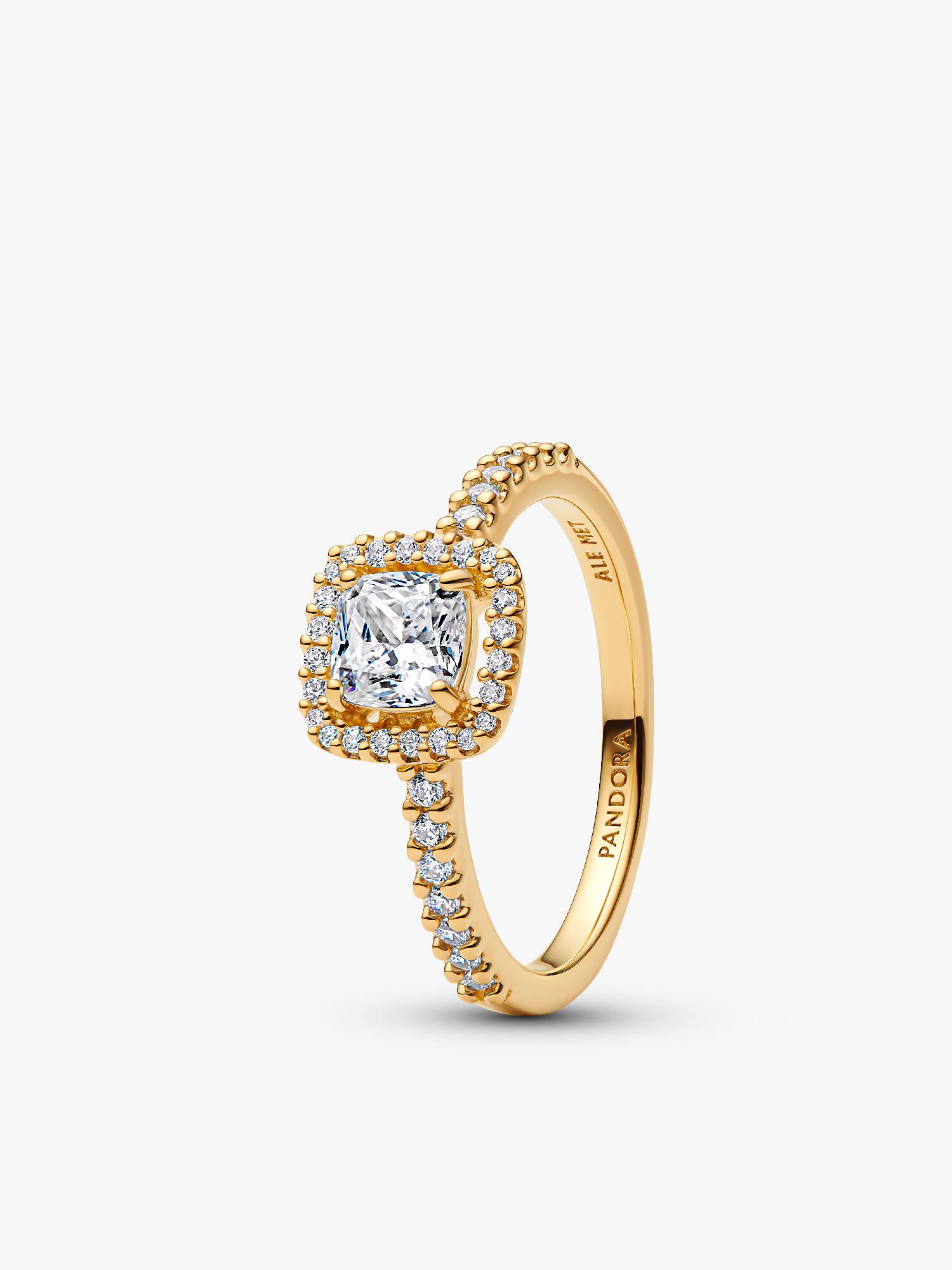 Sprankelende ring met vierkante heldere halo