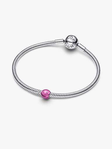 Roze blij gezicht minibedel