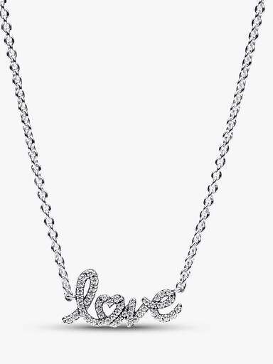 Sprankelende halsketting love handgeschreven