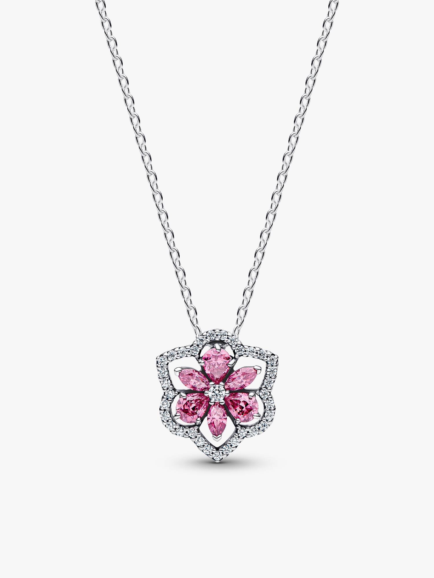 Sprankelende Roze Herbarium Bloem Ketting met Hanger
