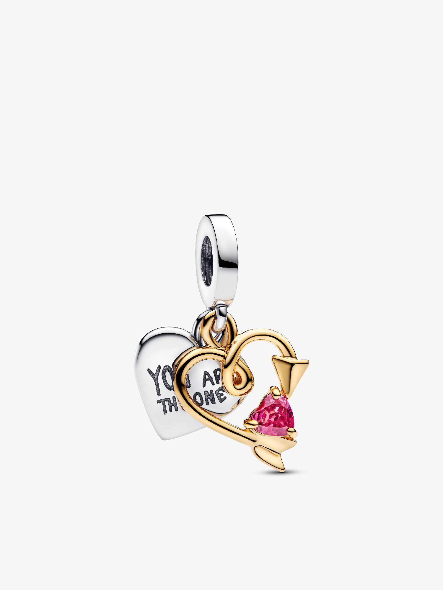 Charm Pendant Double Cœur & Flèche Gravable