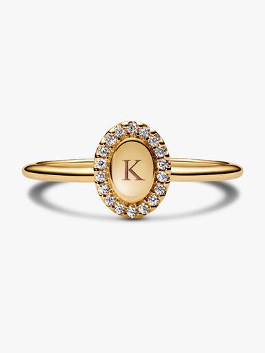 Graveerbare Ovale Halo Ring