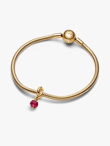 Juillet Charm Pendant Cercle de l'Éternité Rouge Profond Facetté