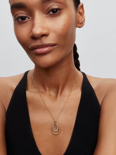 Collier à Pendentif Double Bicolore