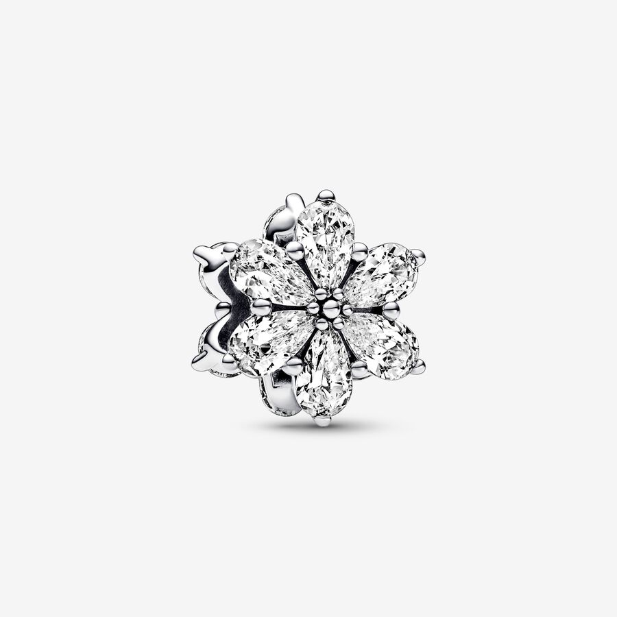 Herbarium cluster sterling silver charm with clear cubic zirconia image number 0