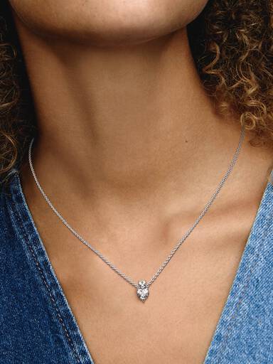 Collier Scintillant Pendentif Cœur Double
